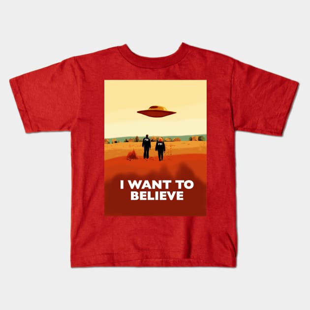 The X Files I want to believe poster FBI Kids T-Shirt by Mimie20